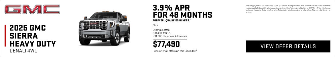 3.9% APR FOR 48 MONTHS for well-qualified buyers.1

Plus,

Example offer:
$78,490 MSRP
$1,000 Pur...