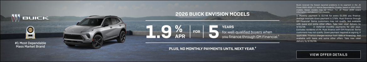 1.9% APR FOR 5 YEARS for well-qualified buyers when you finance through GM Financial.1 

Plus, no...