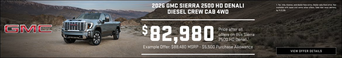 Example offer: 
$88,480 MSRP
$5,500 Purchase Allowance
$82,980 Price after all offers on this Sie...
